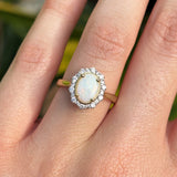 Bluebird Solid Opal & Diamond Ring in 9ct Yellow Gold