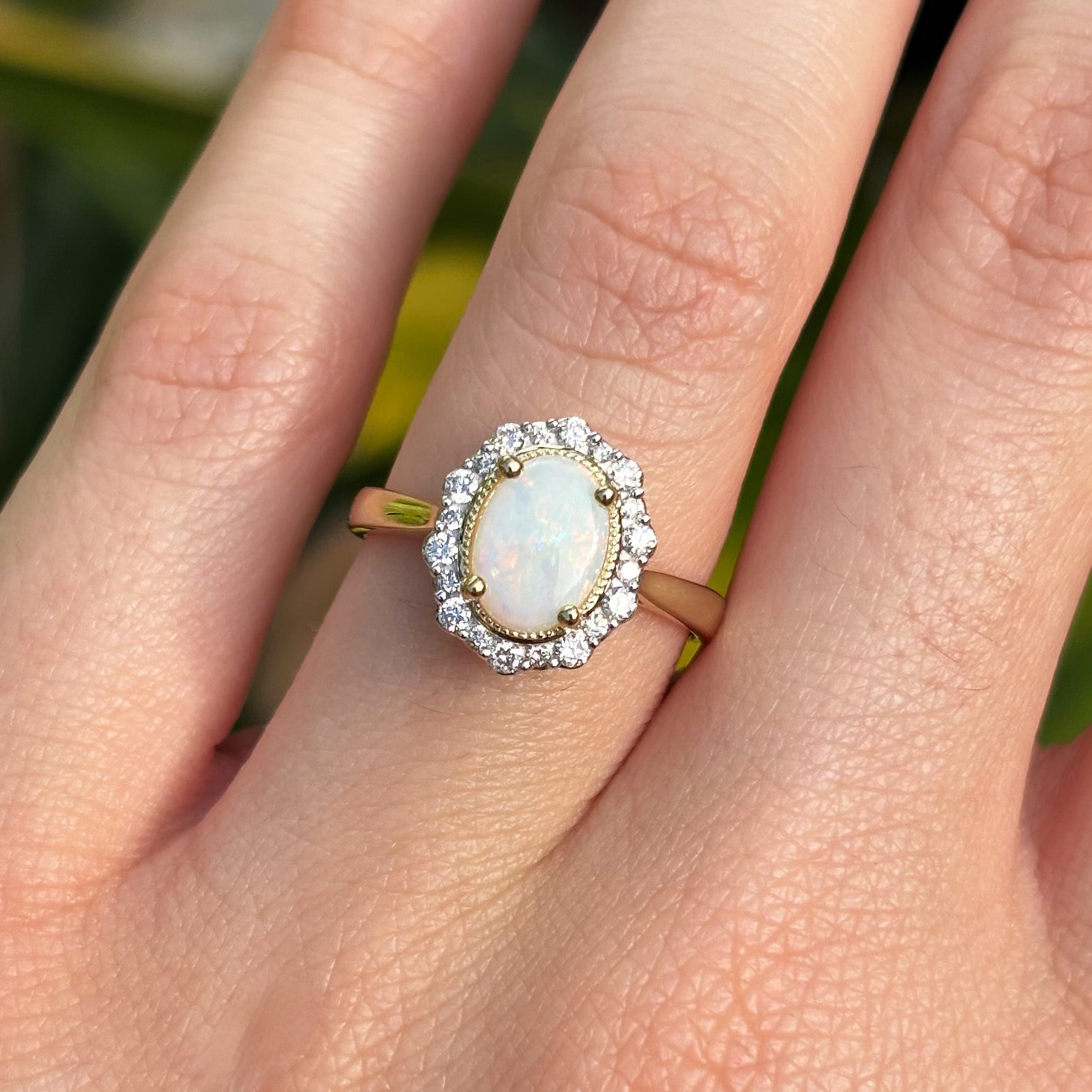 Bluebird™ Solid Opal & Diamond Ring in 9ct Yellow Gold