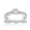 0.75ct TW Australian Diamonds® Argyle White Diamond Engagement & Wedding Bridal Set Rings in 18ct White Gold