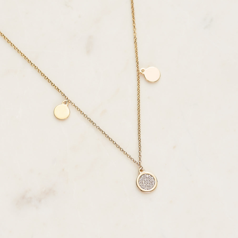 Diamond Circle Trio Necklace set in 9ct Yellow Gold