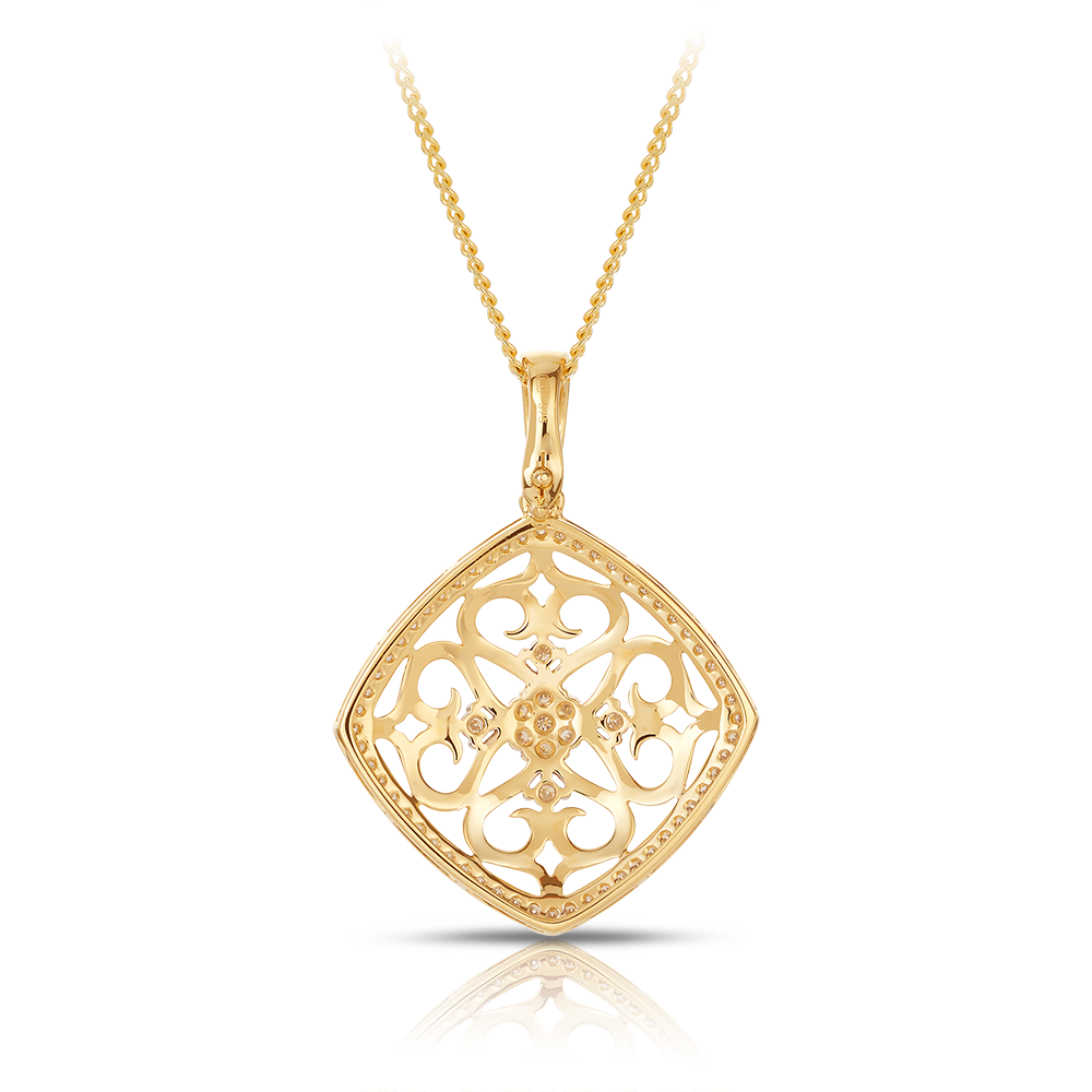 Fancy Filigree Diamond Pendant in 9ct Yellow Gold