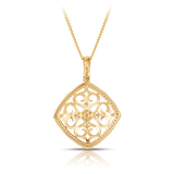 Fancy Filigree Diamond Pendant in 9ct Yellow Gold