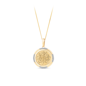 0.15ct TW 22ct Yellow Gold Half Sovereign in 9ct Yellow Gold Pendant Frame