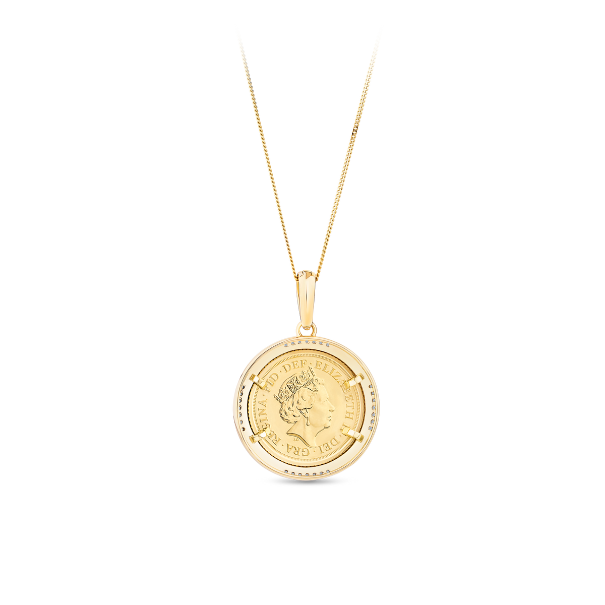 0.15ct TW 22ct Yellow Gold Half Sovereign in 9ct Yellow Gold Pendant Frame