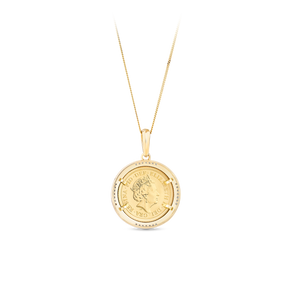 0.15ct TW 22ct Yellow Gold Half Sovereign in 9ct Yellow Gold Pendant Frame