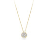 Front-on view of the Wallace Bishop 0.24 TDW Round Diamond Heart Prong Pendant in 9ct Yellow Gold, reference 3PBB239Y, on a cable chain with a parrot clasp. The pendant features a cluster of 9 claw-set natural round diamonds framed by small heart-shaped prong details.
