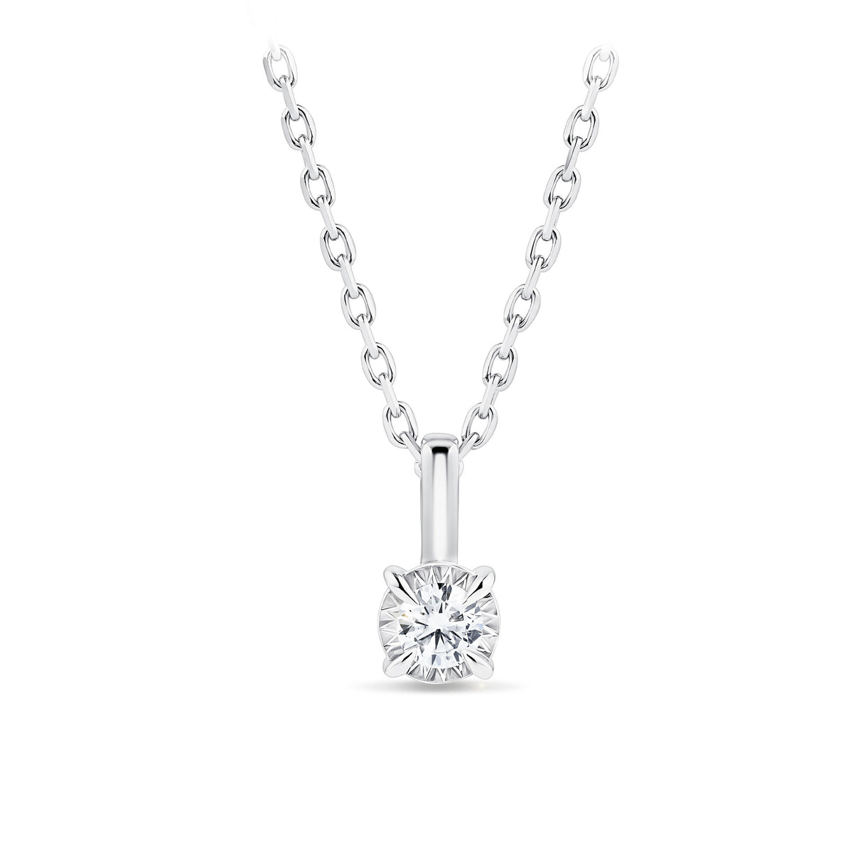 0.08ct TW Diamond Solitaire Pendant with Chain in 9ct White Gold