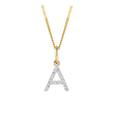Initial Diamond Pendant in 9ct Yellow Gold