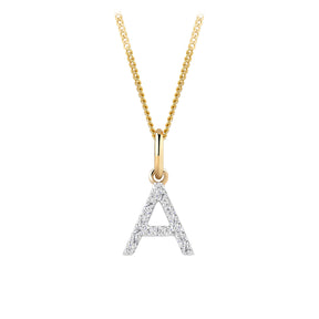 Initial Diamond Pendant in 9ct Yellow Gold