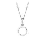 Initial Diamond Bail Pendant in Sterling Silver
