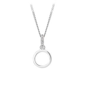 Initial Diamond Bail Pendant in Sterling Silver