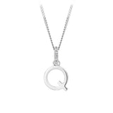 Initial Diamond Bail Pendant in Sterling Silver