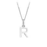 Initial Diamond Bail Pendant in Sterling Silver