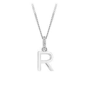 Initial Diamond Bail Pendant in Sterling Silver