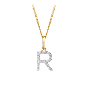 Initial Diamond Pendant in 9ct Yellow Gold