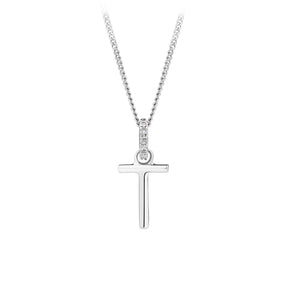 Initial Diamond Bail Pendant in Sterling Silver