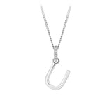 Initial Diamond Bail Pendant in Sterling Silver