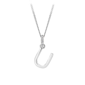Initial Diamond Bail Pendant in Sterling Silver