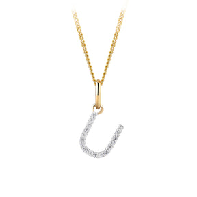 Initial Diamond Pendant in 9ct Yellow Gold