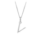 Initial Diamond Bail Pendant in Sterling Silver