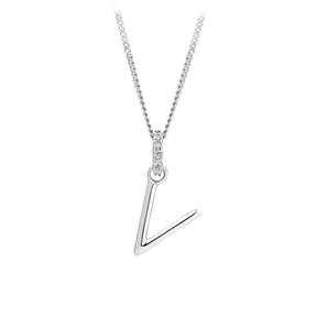 Initial Diamond Bail Pendant in Sterling Silver