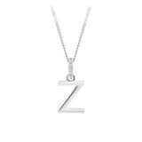 Initial Diamond Bail Pendant in Sterling Silver