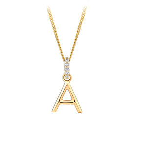 Initial Diamond Bale Pendant in 9ct Yellow Gold