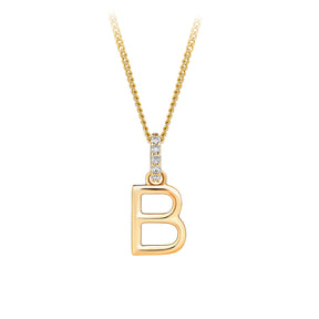 Initial Diamond Bale Pendant in 9ct Yellow Gold
