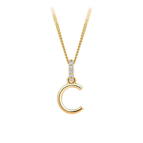 Initial Diamond Bale Pendant in 9ct Yellow Gold