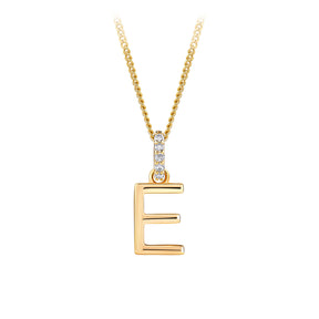 Initial Diamond Bale Pendant in 9ct Yellow Gold