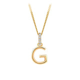 Initial Diamond Bail Pendant in 9ct Yellow Gold