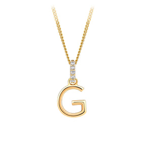 Initial Diamond Bale Pendant in 9ct Yellow Gold