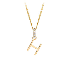 Initial Diamond Bale Pendant in 9ct Yellow Gold