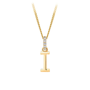 Initial Diamond Bale Pendant in 9ct Yellow Gold