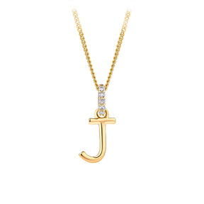 Initial Diamond Bale Pendant in 9ct Yellow Gold