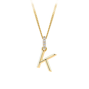 Initial Diamond Bale Pendant in 9ct Yellow Gold
