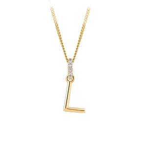 Initial Diamond Bale Pendant in 9ct Yellow Gold