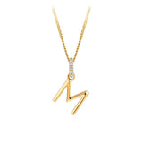 Initial Diamond Bail Pendant in 9ct Yellow Gold