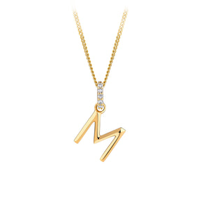 Initial Diamond Bale Pendant in 9ct Yellow Gold