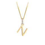 Initial Diamond Bail Pendant in 9ct Yellow Gold
