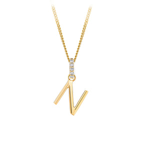 Initial Diamond Bale Pendant in 9ct Yellow Gold