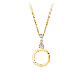 Initial Diamond Bale Pendant in 9ct Yellow Gold