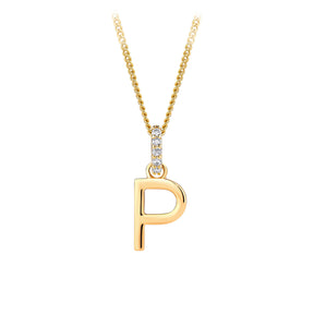 Initial Diamond Bale Pendant in 9ct Yellow Gold