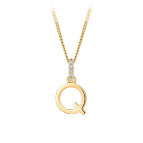 Initial Diamond Bale Pendant in 9ct Yellow Gold