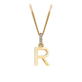 Initial Diamond Bail Pendant in 9ct Yellow Gold