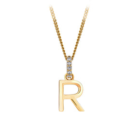 Initial Diamond Bale Pendant in 9ct Yellow Gold