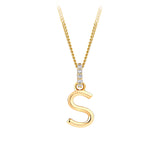 Initial Diamond Bail Pendant in 9ct Yellow Gold