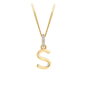 Initial Diamond Bale Pendant in 9ct Yellow Gold