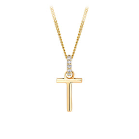 Initial Diamond Bale Pendant in 9ct Yellow Gold