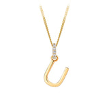 Initial Diamond Bail Pendant in 9ct Yellow Gold